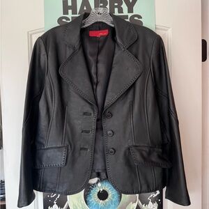 Vintage Black Leather Blazer